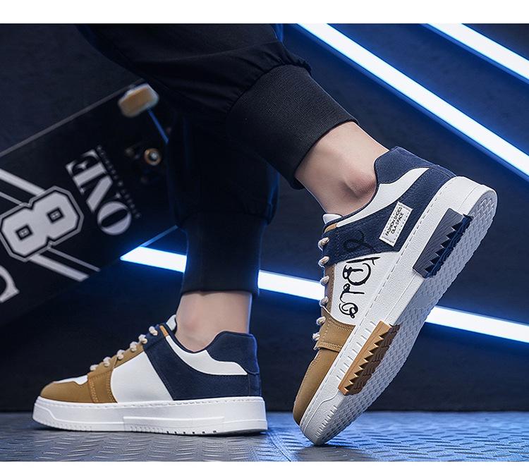 Spring Men's Breathable Canvas Sneakers: Versatile White Shoes with Thick Sole for Casual, Trendy Skating and Sports.