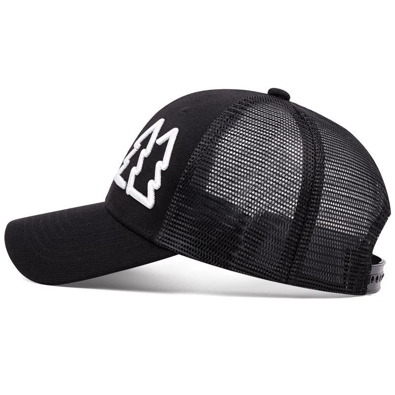 Baseball Cap with Mountain Peak Embroidery On the Side, Mesh Stitching, Hard Top Breathable Sun Hat, Outdoor Sports Cap