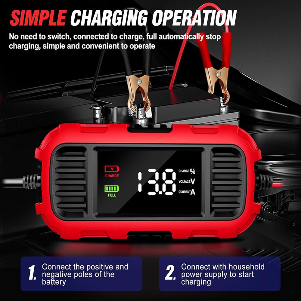 Smart Battery Charger Battery Maintenance For Lead-Acid Battery Charger For Car Motorcycle Scooter Battery Charging Digital