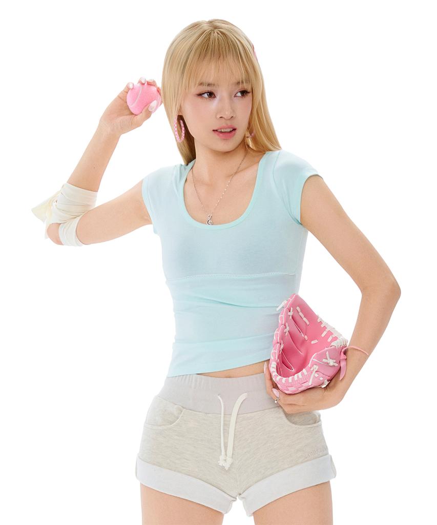 Poeoling Cupid Mini Sweat Shorts (Melange Ivory)