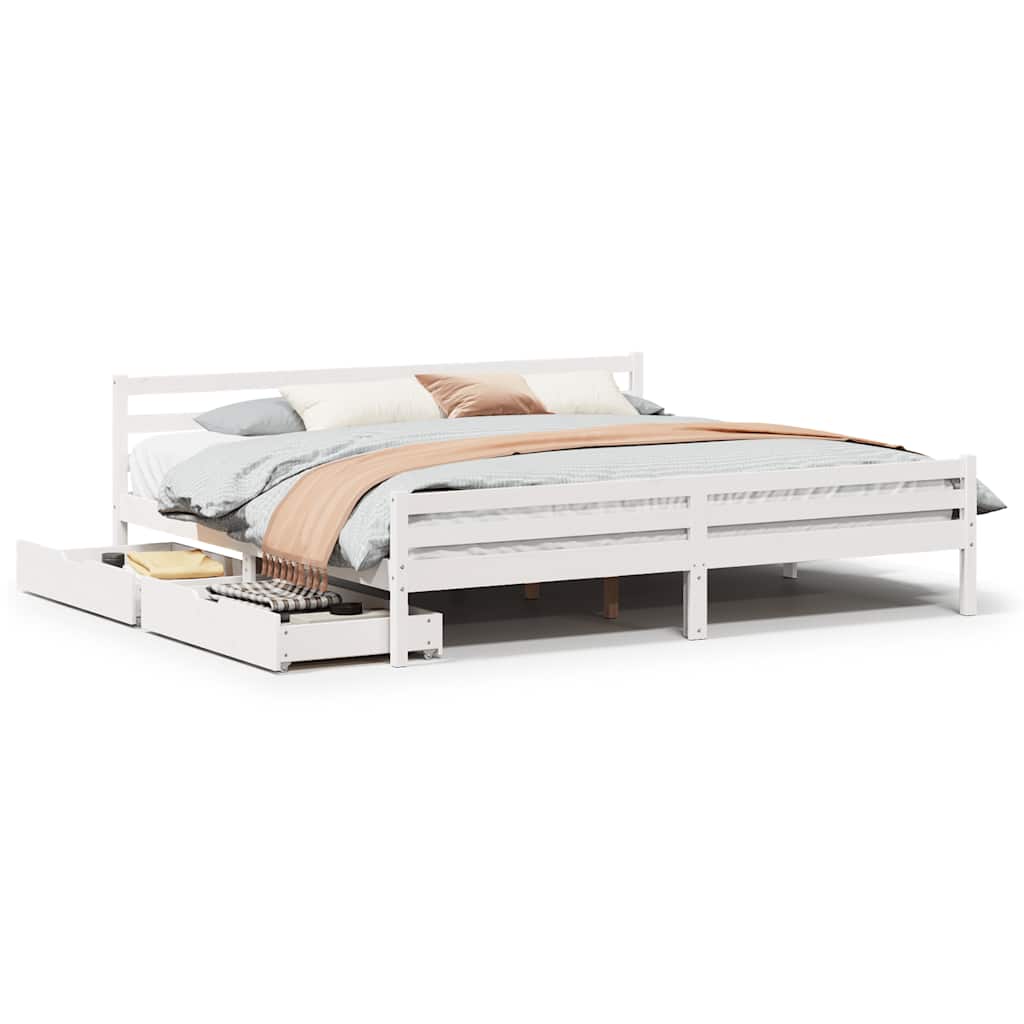 Solid Wood Bed without Mattress White 200x200 cm Pine Wood
