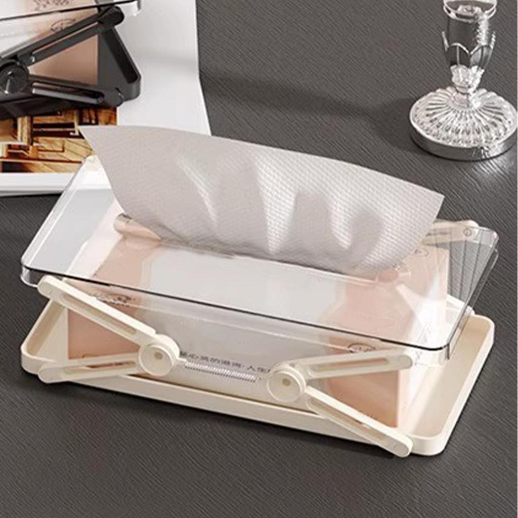 Automatic Tissue Box Cover with Spring Multipurpose Dispenser for Bathroom, Kitchen, Nightstand & Living Room Decor