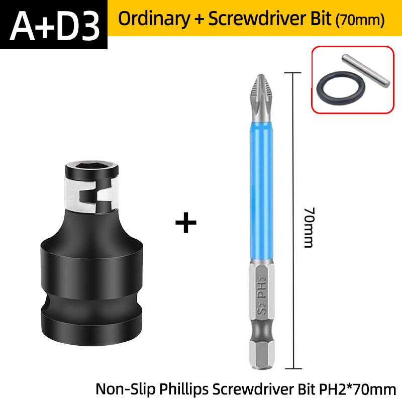 PH2 Phillips Screwdriver Bits Cross Head Magnetic 50/100/150mm Hand Tool 1/2” Square To 1/4” Hex Wrench Socket Adapter Converter
