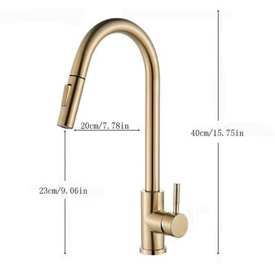 Brushed Gold Kitchen Faucet Sink Pull Down Sprayer Swivel Spout Mixer Tap