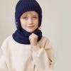 2pcs Coldproof Children Knitted Beanie Solid Color Pullover Hat Fashion Scarf Hat Set  Winter