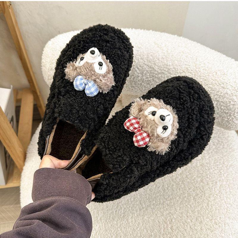 Popular plush thick-soled cotton shoes, new in autumn and winter 2025, one-pedal high-value versatile non-slip bag heels for women
