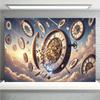 2D Plane 1 Piece Broken Time and Flying Clock Background Fabric Suitable for Rooms