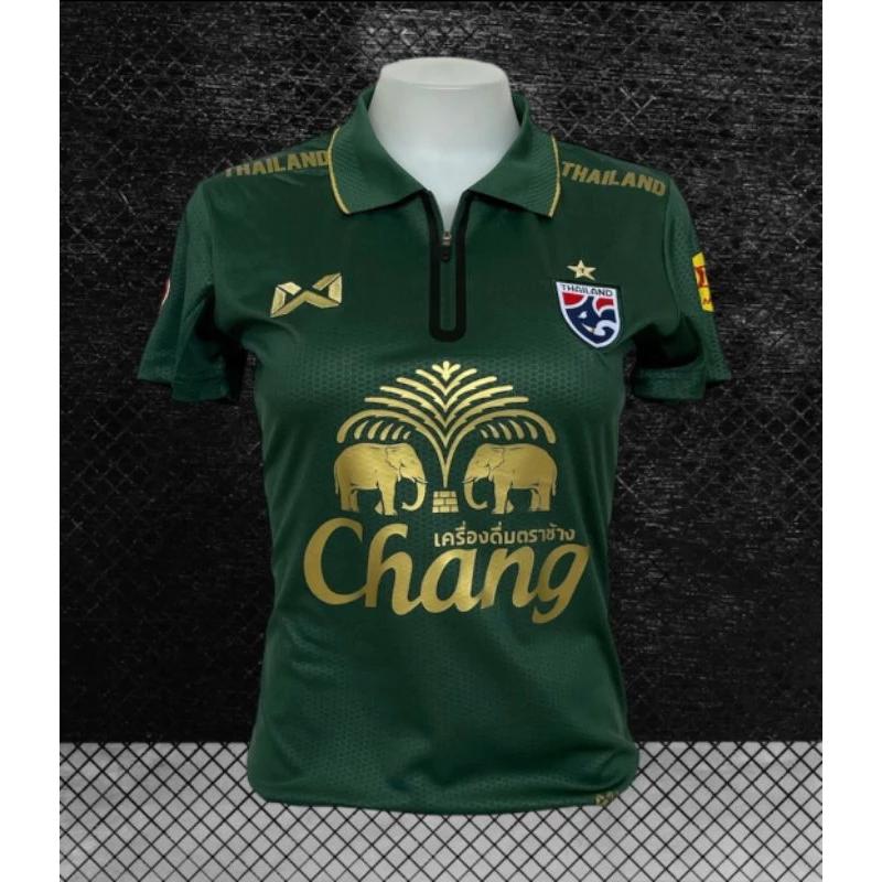 Thailand National Women Football Soccer Fit Training JERSEY CHEER Fan Print Vintage Quick Dry Polo Shirt Short Sleeve Uniform Elephant Logo Sport