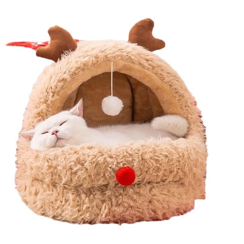 Yunxiaoshi Semi-Enclosed Christmas Cat Bed