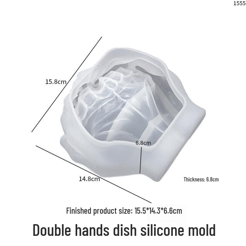 Poppy Crystal Epoxy Resin Clasped Hands Dish Mold
