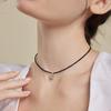 Japan and South Korea Black Crystal Sugar Cube Necklace Women's Light Luxury Collarbone Chain Explosive Neck Chain Tide
