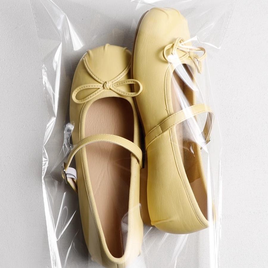 Inner height increase Ruoji one-word belt Mary Jane small leather shoes women's 2025 new summer square head pleated bow versatile single shoes