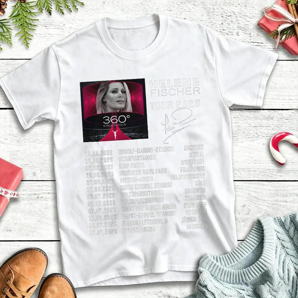 Unisex T-Shirts Helene Fischer 360° Stadiontour Freizeit Baumwolle T-Shirt Kurzarm T-Shirt Rundhals Kleidung 4XL 5XL 6XL