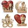 Bookshelf Decor Piece Wooden Ornament with Stable Base, Father Day Ornament, Decorative Resin Carved Sculpture Family Love for Desktop Home