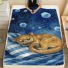 1PC Watercolor style Print FlAannel Blanket, High quality Comfortable for All Seasons, Home Decor, Warmth and Comfort