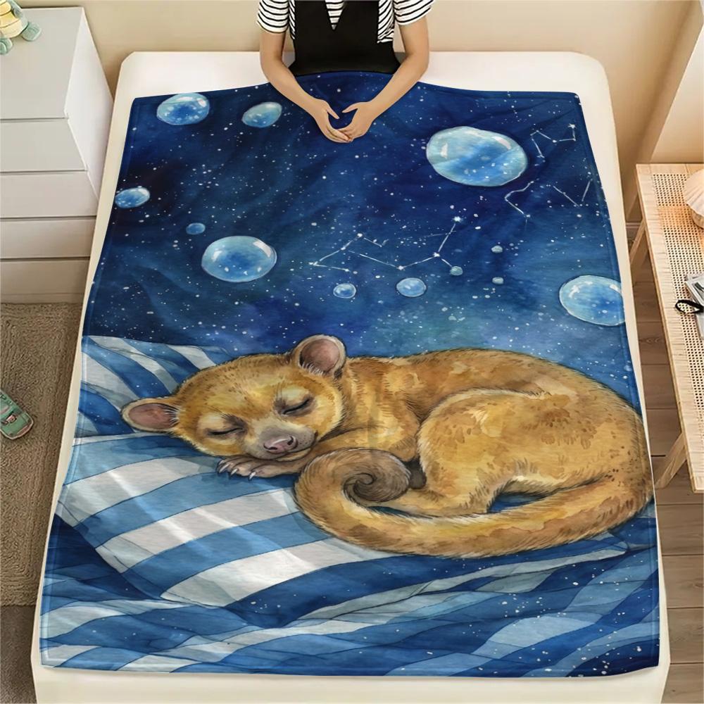 1PC Watercolor style Print FlAannel Blanket, High quality Comfortable for All Seasons, Home Decor, Warmth and Comfort