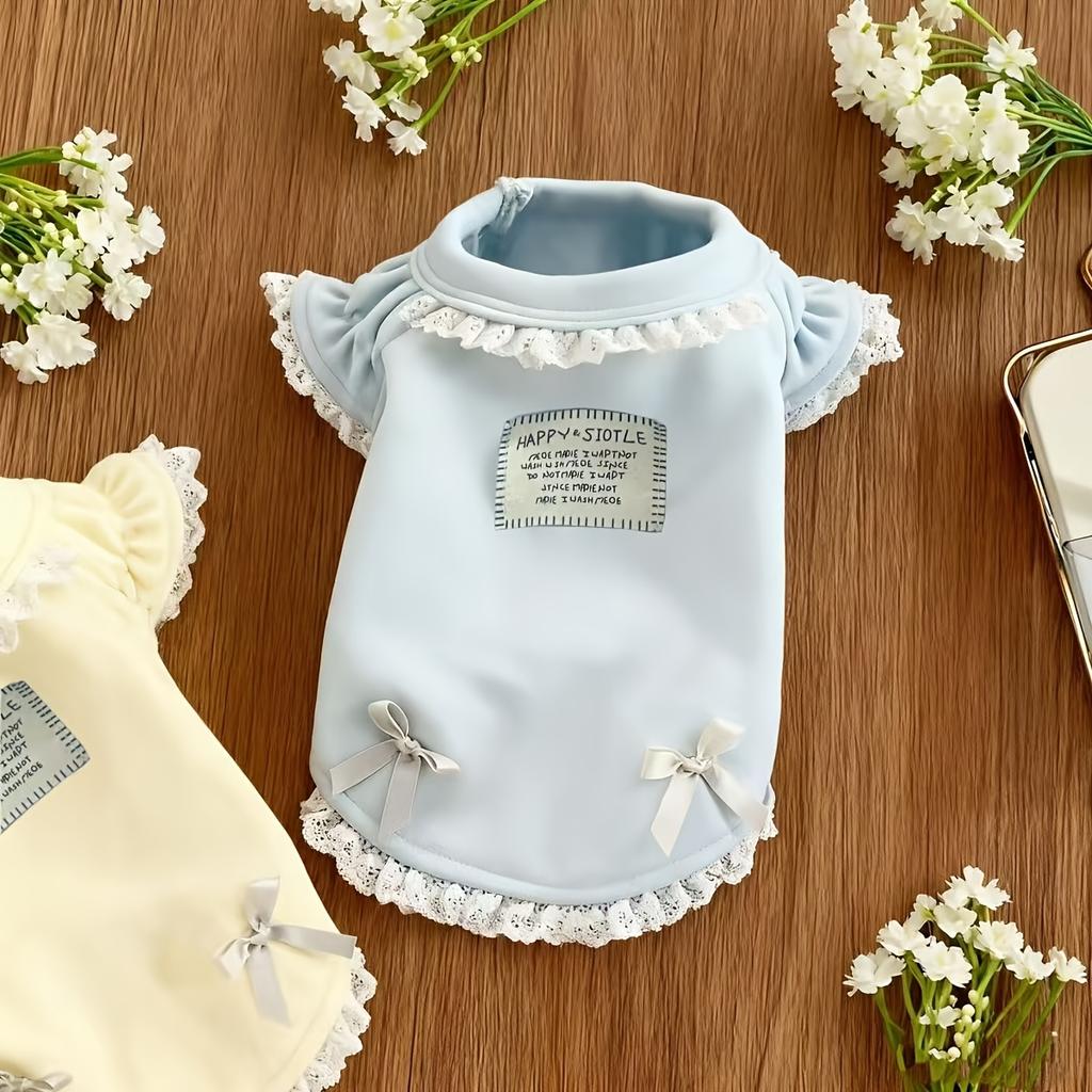 1pcsPet Dog Clothes Small Dog Clothes Pet Solid Color Base Basic Elastic Doll Collar T-shirt Cat Bichon Frize