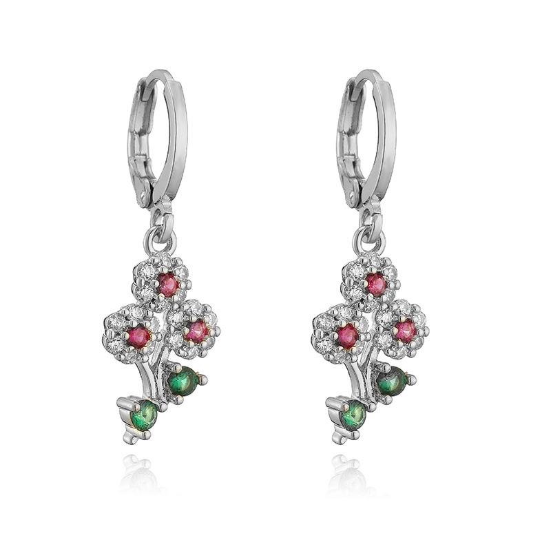 HECHENG, Small Pendant Earrings Shell Flower Sports Sweet and Cute Women's Zircon Party Earrings 1 Pair