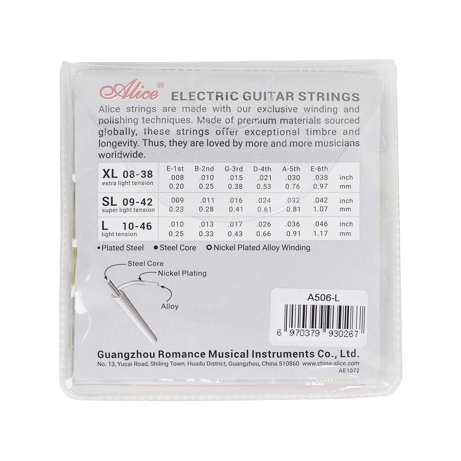 Alice 10 Sets A506 Electric Guitar Strings Steel Core Nickel Plated Alloy Winding 008-038/009-042/010-046 Strings Wholesale