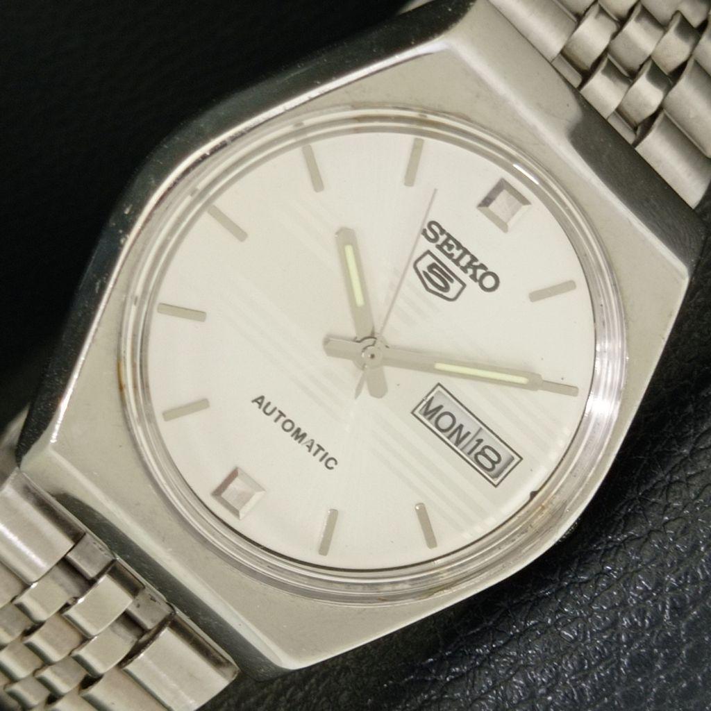 GENUINE VINTAGE SEIKO 5 AUTOMATIC 6309A JAPAN MENS SILVER DIAL WATCH A701655-5 R206c-a701655