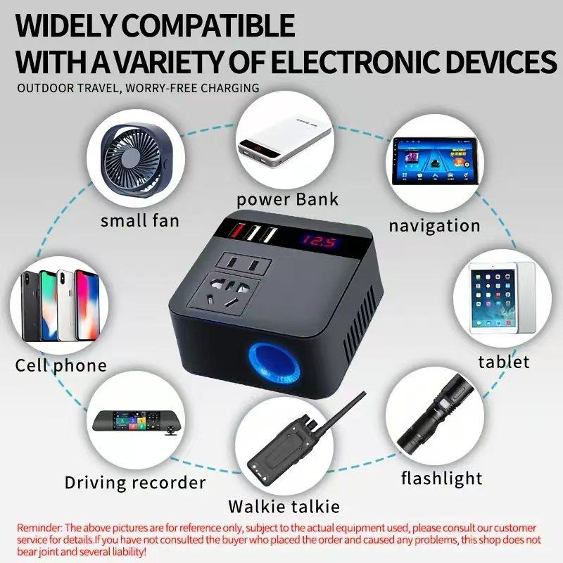 Car Inverter DC12V/24V To DC110V/220V 150W Peak LED Display Sockets Power Inverter Automobiles Inverters Adapters Fast Charging