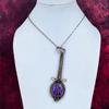 Copper Charoite Real Gemstone Pendant Guitar Pendant Copper Wire Wrapped Jewelry
