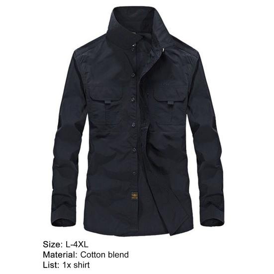 Outdoor Shirt Long Sleeve Pure Color Soft Wear-resistant Men Shirt Climbing Clothes