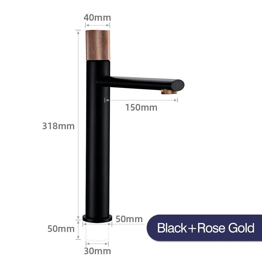 Knurled Faucet Matte Gold Basin Faucet Bathroom Tap Single Handle Hot and Cold Sink Faucet Knurled Mixer Brass Material