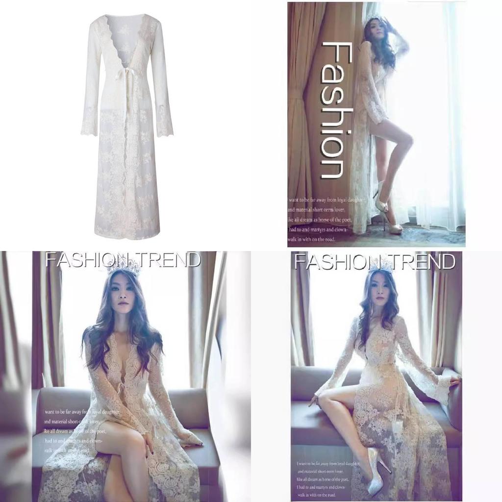 Long Dress With Lace Embroidery For Beach Vacation And Casual Wear