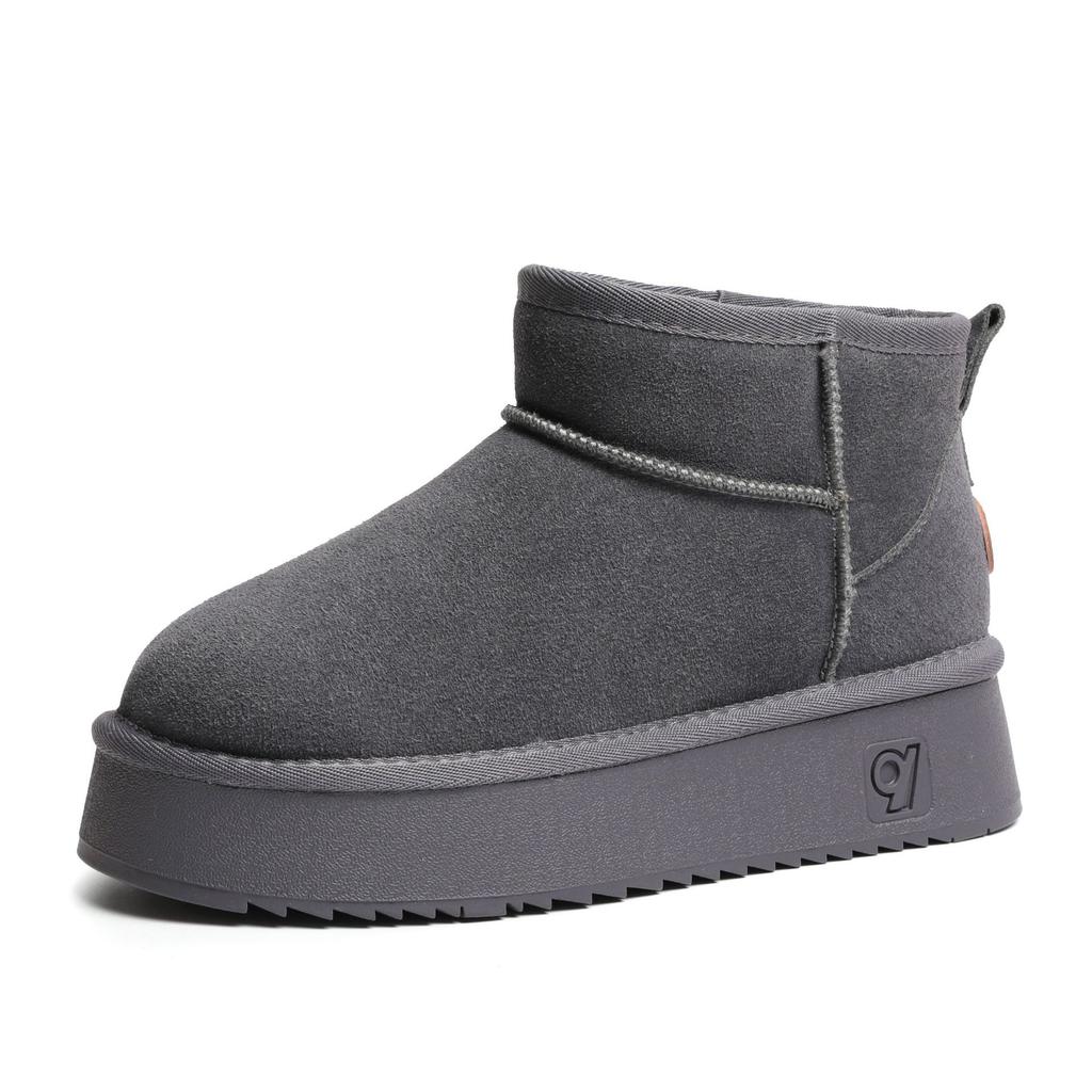 Leather Wool Snow Boots Women's Thick-soled Sheepskin Fur Integrated Winter Thickened Warm Non-slip Short Tube Snow Cotton