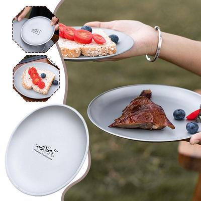 Assiette de Camping Extérieure en Titane Ultra-légère Portable Ronde Givrée pour Cuisine Pique-nique Randonnée Sac à Dos Camping Voyage