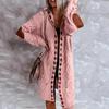 Langärmlige Midi-Pulloverjacke mit Kapuze für Damen in Übergröße