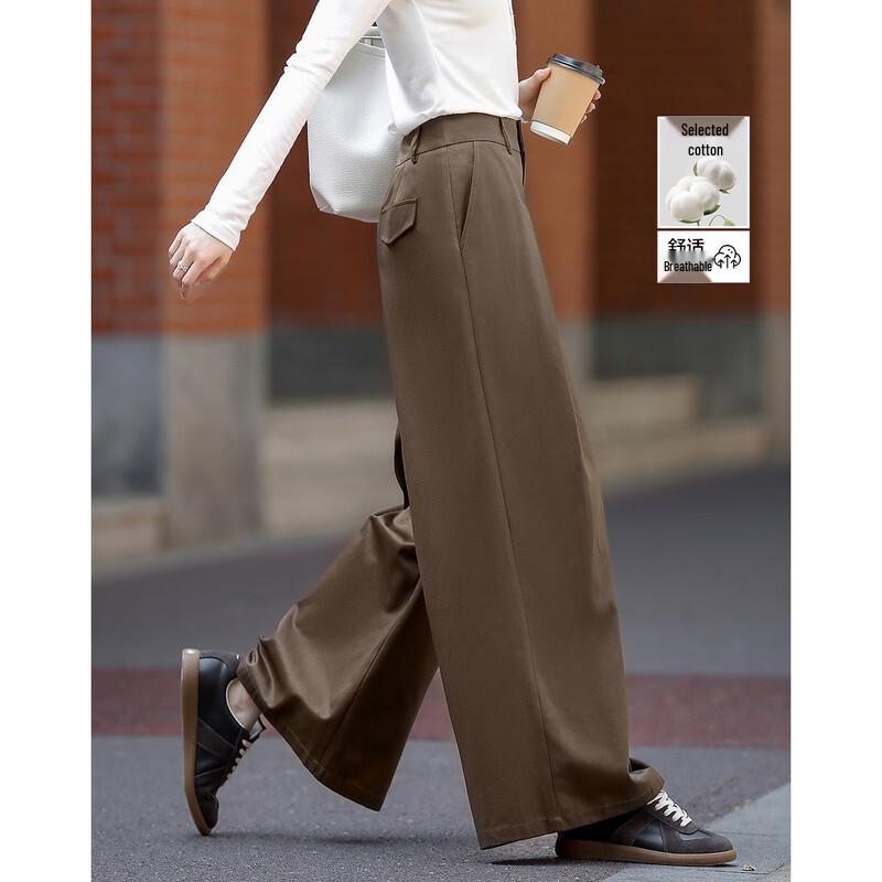 Demana Fall Cloud Cotton Pleated Wide-Leg Commuter Pants