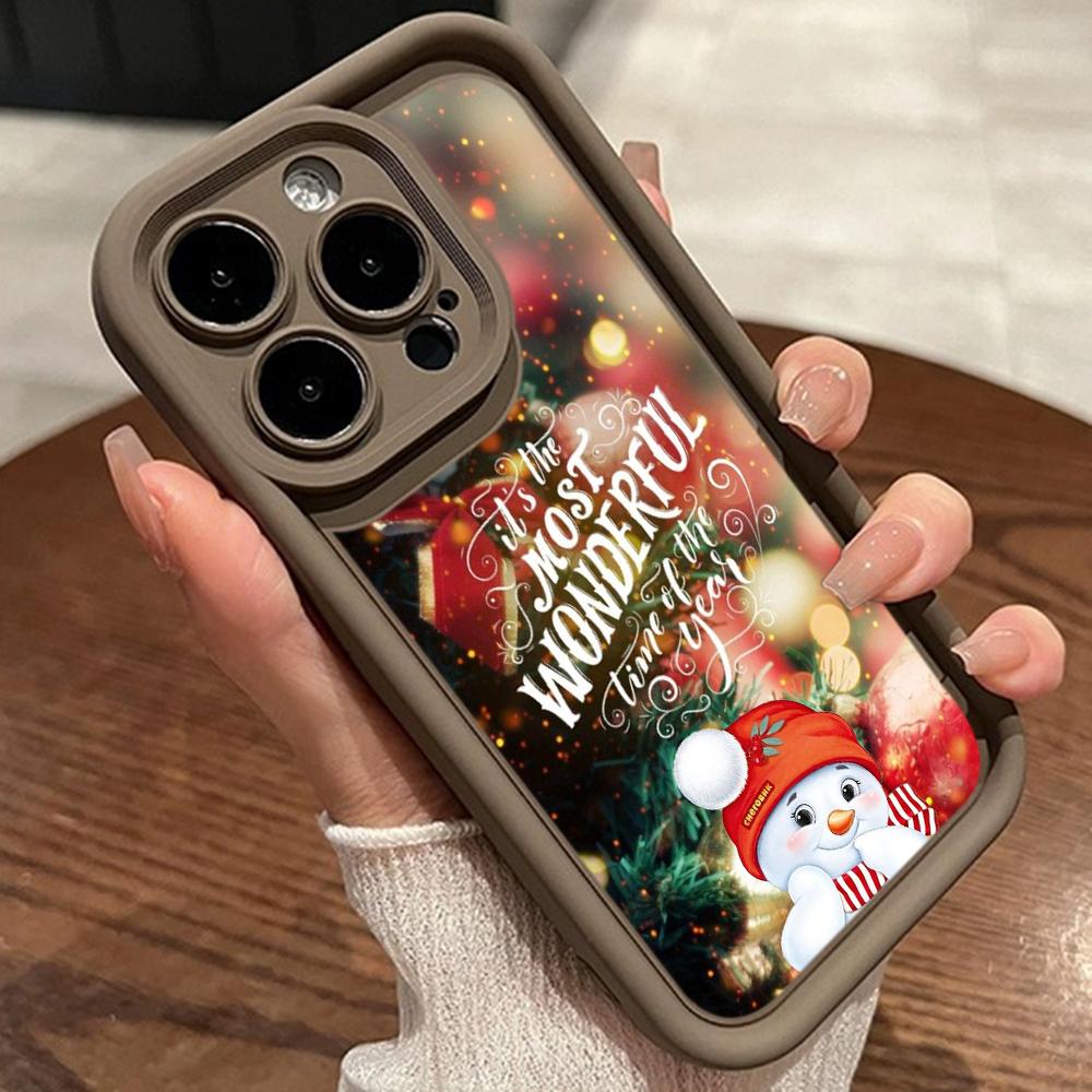 Ae121 Merry Christmas Santa design art Phone Cases for iPhone 16 14 13 11 Pro Max 15 7 8 6 Plus 12 mini XR XS Max SE Angel Eye Ladder Protective Cover