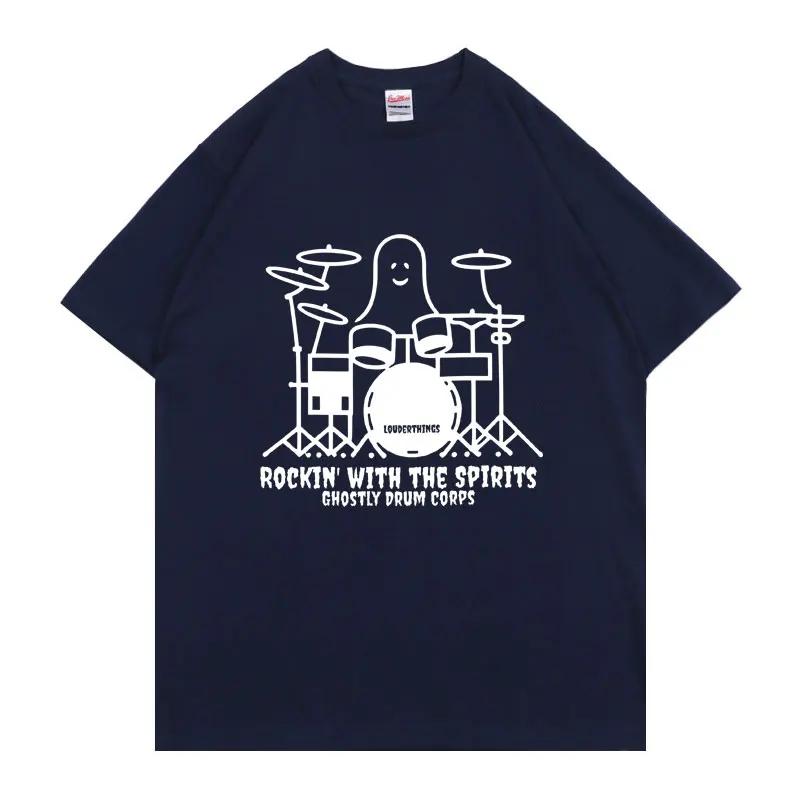 

Рок с Духами Призрачный Барабанный Корпус Смешная Мем Футболка Летняя Мужская Мода Винтажная Футболка Мужские Повседневные Футболки Оверсайз XXXXXL темно-синий
