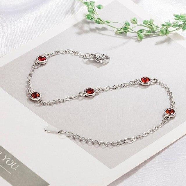 ANENJERY Colorful Geometric Crystal Zircon Chain Bracelet Female Simple Sweet Hand Jewelry