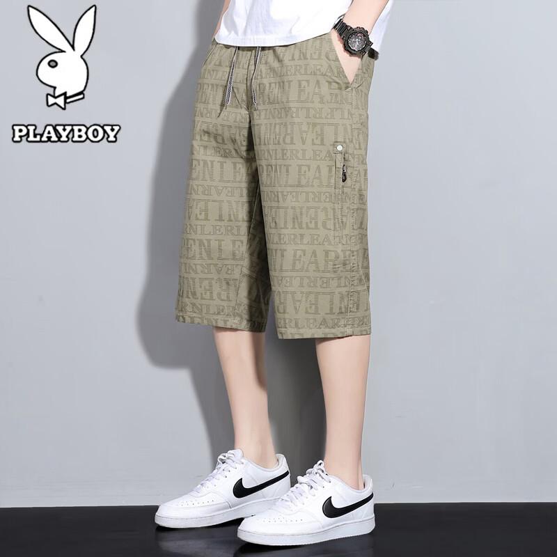 Playboy Men s 3/4 Length Casual Cargo Shorts 4XL