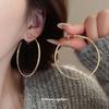 Round plain ring earclips, niche cold wind, personalized earrings, temperament earrings, light luxury