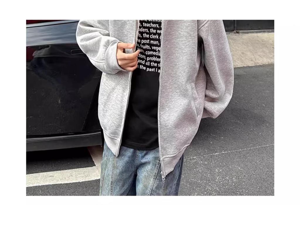 Autumn Men's Space Cotton Hooded Heavyweight Hoodie: Versatile Solid Color Jacket for Couples - Suitable for Spring and Autumn.