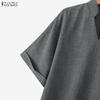 ZANZEA Women Casual V-Neck Solid Color Loose Half Sleeve Blouse