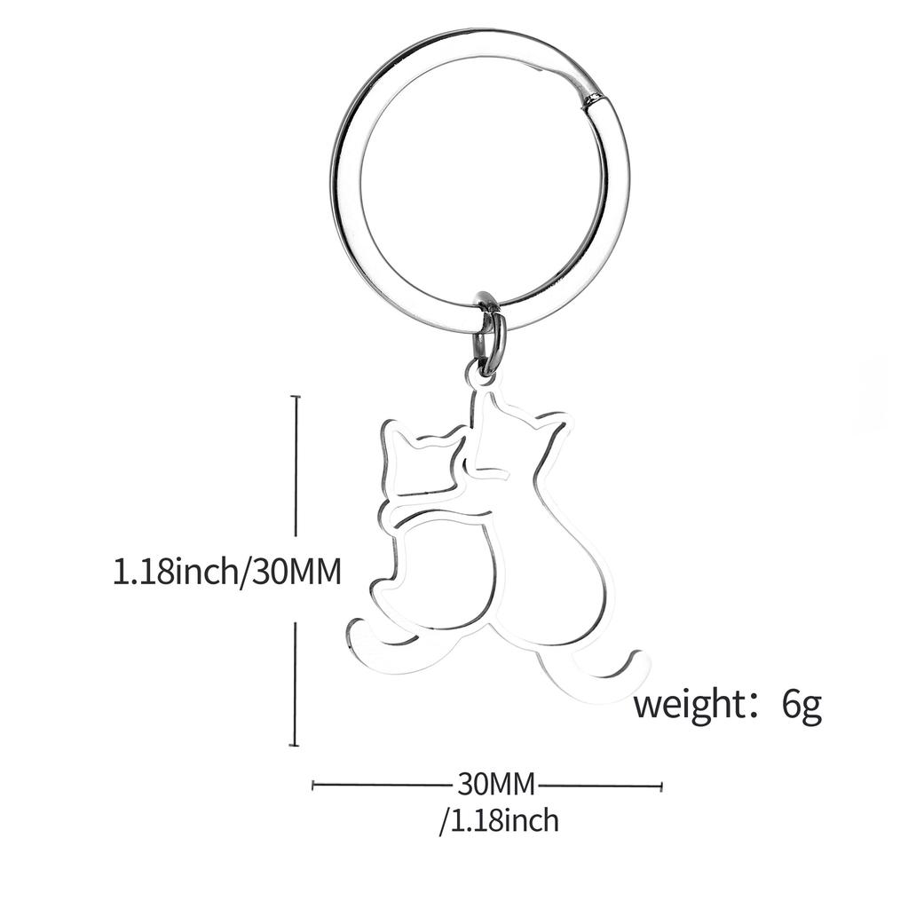 Hollow Cat Tiger Stainless Steel Keychain Creative Animal Hollow Design Minimalist Style Practical Backpack Pendant