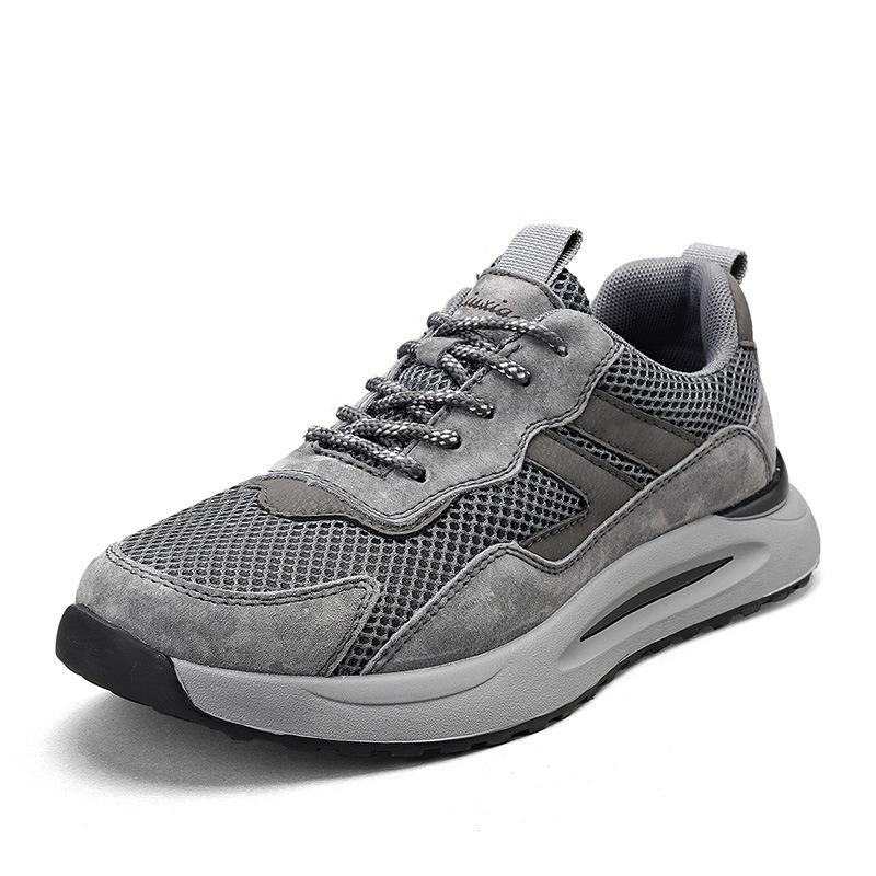 Retro Men s Casual Leather Shoes with Breathable Pigskin Mesh Upper Size 43