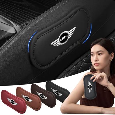 1Pcs Leather Car Pillow Car Knee Pad Elastic Memory Foam Leg Pad For BMW Cooper F54 F55 F56 R56 R60 SONE Roadster Clubman Coupe