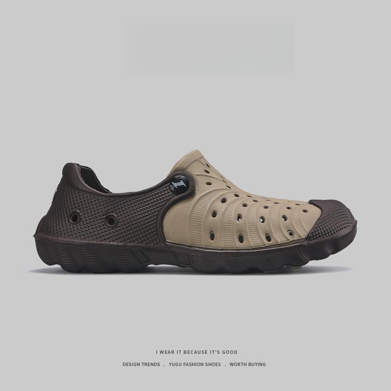 

Summer Sports Men S Hollow Sandals Casual Beach Shoes Comfortable Breathable Sandals Comfortable Eva Soft Sole Unisex Slippers 46 коричневый