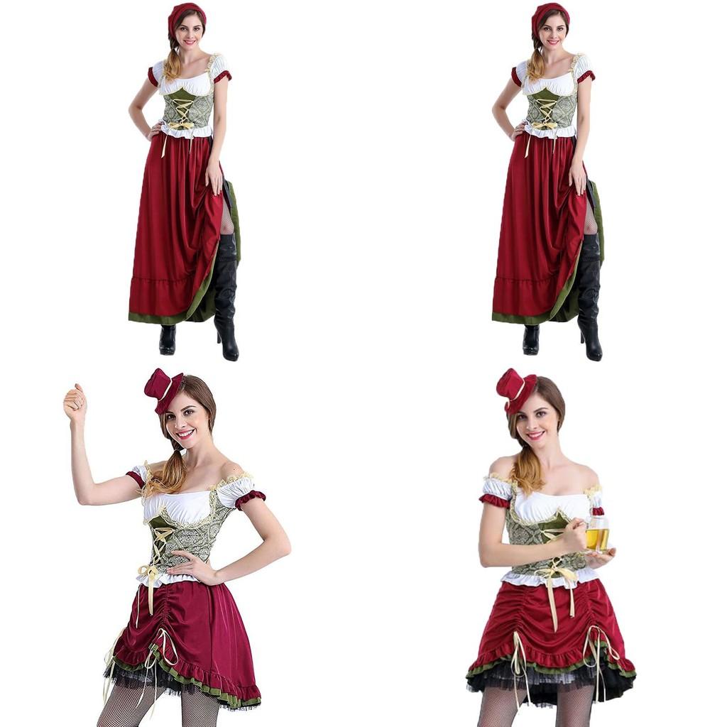 Flirty Bavarian Dirndl Dress With Corset Front And Middle Waist Design