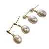 Large water drop rice-shaped pearl earrings natural freshwater whole body S925 silver needle French retro elegant extremely strong light stud earrings