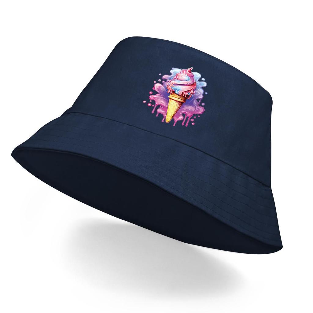 Fischerhut mit lila Eisdruck, Damen Hut faltbar Mode Polyester Beckenmütze