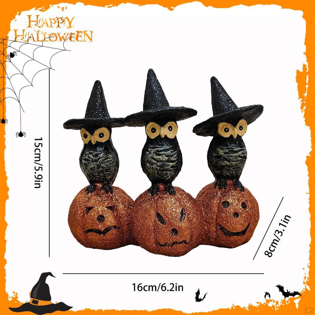 Eule Kürbis Figur Schreibtischornament Halloween Dekoration Kunsthandwerk Skulptur für Kamin Schreibtisch