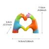 Heart Shaped Sculpture Hand Statue Rainbow Love Decor Resin Home Decorations Collectible Figurines For Desk Table Office Living