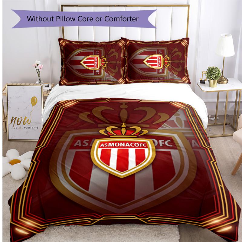 Monaco FC Printed 3PCS Bedding Set Breathable Duvet Cover with Pillowcases Decorative Bed Linen for Bedroom Home